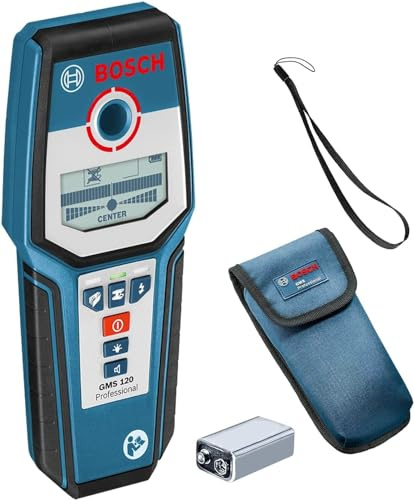 Bosch Professional digitales Ortungsgerät GMS 120 (max. Detektionstiefe Holz/Eisenmetalle/Nichteisenmetalle/spannungsführende Leitungen: 38/120/80/50 mm, im Karton)