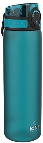 ion8 Trinkflasche, 500 ml, Auslaufsicher, Einhandöffnung, Sichere Verriegelung, Spülmaschinenfest, BPA-frei, Tragegriff, Klappdeckel, Leicht zu Reinigen, Klimaneutral, Aqua