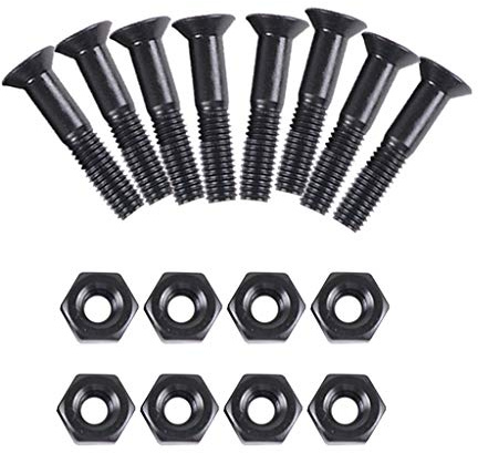Courtieyeardceastea Skateboard-Schrauben mit Muttern, 25 mm, Schwarz, 8 Stück