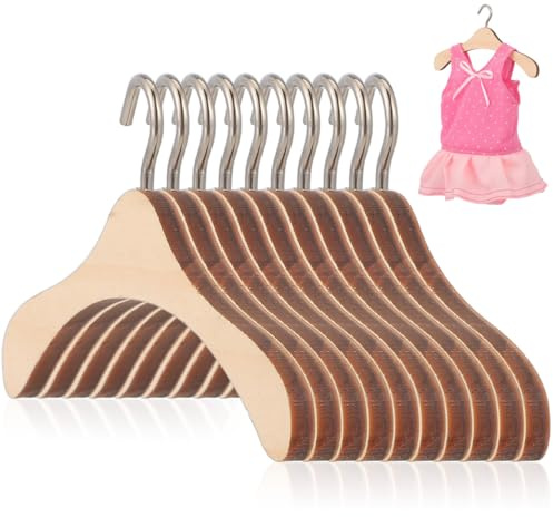 Rosenice Kleiderbügel für Puppen, Aufhängung aus Holz, 1/3-BJD-Puppen, 10 Stück