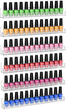 HIIMIEI Nagellack Regal Wand Acryl, Klarer Nagellack Organizer Wand | für 90 Flaschen, 6 Stuick, für Nagellack/Parfüm/Lipstick/Ätherische Öle, Transparent