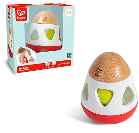 Hape Rassel mit Glocke, Greifling & Motorikspielzeug, Babyspielzeug aus Holz, ab 0 Monaten
