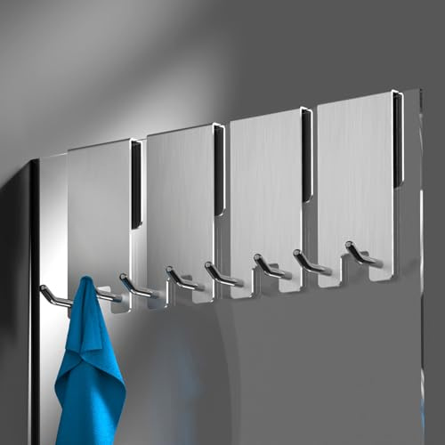 KEGII Haken Duschwand Duschhaken Ohne Bohren Handtuchhalter Dusche Glaswand | 4er, Silber, mit Gummi Schutz, Halterung für Duschabzieher Handtücher, für Glasstärken von 6-12 mm