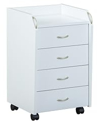 Inter Link – Rollcontainer mit Schubladen -Bürocontainer Standcontainer - Rollschrank Schubladenkommode Büroschrank 4 Weiß - Pronti
