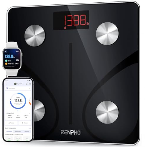 RENPHO Körperfettwaage Personenwaage Digital Smart Bluetooth Schwarz 220kg