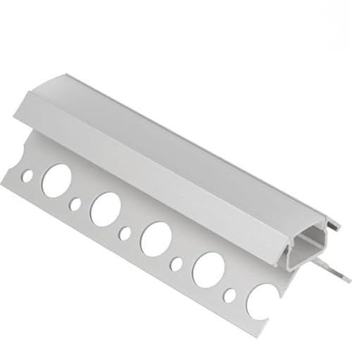 ledomec 2m Einputzprofil FLIESENPROFIL PROFIL FLIESE UNI-TILE-12(270) FÜR LED STREIFEN +ABDECKUNG (2m Abdeckung milchig)