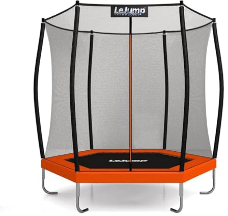LeJump 235 cm Outdoor Trampolin für Kinder und Erwachsene, großes Garten-Trampolin mit Netz und Leiter, GS-zertifizierte Trampoline, Tragfähigkeit 100 kg(Orange)