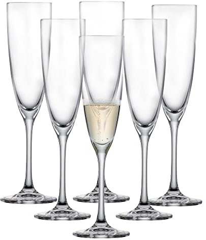 SCHOTT ZWIESEL Sektglas Classico (6er-Set), klassische Champagner Gläser mit Moussierpunkt, spülmaschinenfeste Tritan-Kristallgläser, Made in Germany (Art.-Nr. 123657)