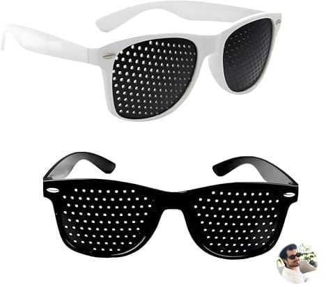 2 Stück Rasterbrille für Augentraining, Raster-Brille Augentrainer Lochbrille für Augentraining Rasterbrille Pinhole Glasses Motion Glasses für Sehvermögen-Verbesserung und Augenentspannung
