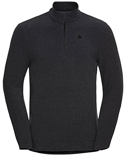 Odlo Herren Langarm Shirt mit Reißverschluss ROY | Recyceltes Microfleece ist warm, atmungsaktiv und weich; Half-Zip und hoher Kragen regulieren Wärme für Wandern und Ski.