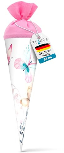 itenga Geschwister Schultüte 35cm Schmetterling mit Filzverschluss kleine Tüte Geschenkverpackung Einschulung Schulanfang