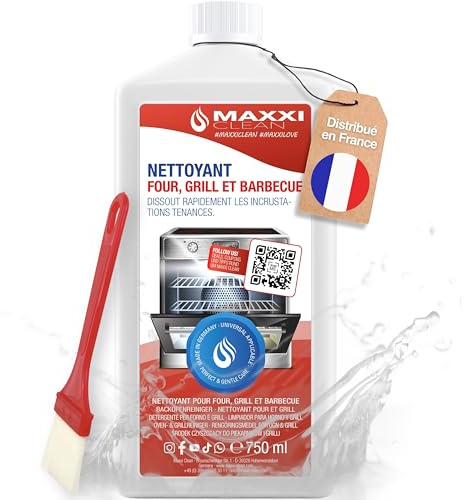 Maxxi Clean 1 x 750 ml + Pinsel I Backofen und Grillreiniger Gel Paste I extrastarker selbstarbeitender Fettlöser I entfernt Verkrustungen ohne Schrubben I Backofen Herdplatte Grill I Made in Germany