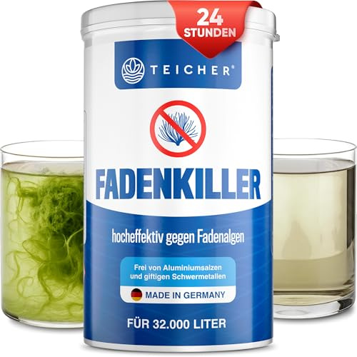 Teicher Fadenalgenvernichter Teich – Algen frei in 24h Anti Fadenalgen, Aktivsauerstoff Formel, ohne Schwermetalle, Algenvernichter für Gartenteiche - Made in Germany