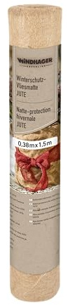 Windhager Winterschutz Vlies-Matte ÖKO, Thermovlies aus Jute, Kälteschutz Pflanztopf, Frostschutz für Pflanzen, 300 g/m², 0,38 x 1,5m, 06554
