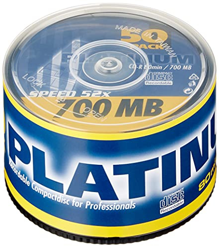 PLATINUM CD-R 700 MB CD-Rohlinge 52x Speed, 80 Min, 2 x 25er Spindel