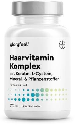 Haar Vitamine – 180 Kapseln – Haut-Haare-Nägel-Kur* mit 24 Vitalstoffen | Hochdosiert mit Biotin, Selen, Zink – Bio-Aktiv: Alle 8 B-Vitamine – Laborgeprüft ohne Zusätze in Deutschland hergestellt