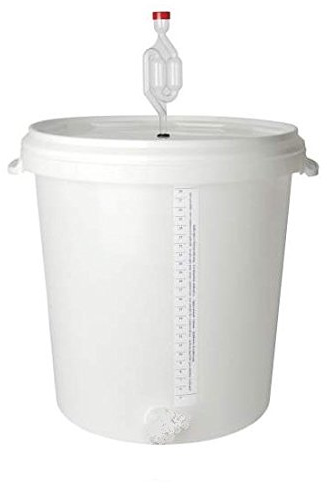 BRAUEN.de Großer Gärbehälter mit Gäraufsatz, für Wein & Bier, 30 Liter Maische vergären - in der Heimbrauerei *+Hausbrauerei für Hobbybrauer und Hobbywinzer