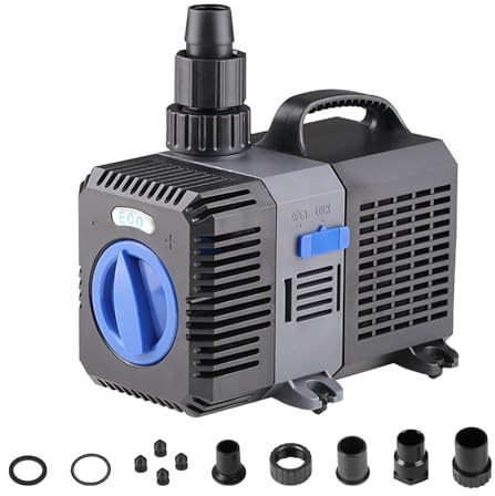 EXLECO Super Eco Teichpumpe Filterpumpe 8000L/H 70 Watt Energiespar Wasserpumpe Koiteich Bachlaufpumpe Springbrunnenpumpe Aquariumpumpe Fontänenpumpe Pumpe für Außen Teich Bachlauf Brunnen Wasserfall