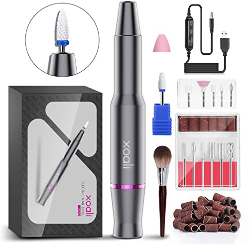 Xoali Nagelfräser ND-02 | 25000 U/min | 12-in-1 Elektrische Nagelfeile Anfängerset | Geschwindigkeit/Richtung Einstellbar | Für Gelnägel, Acrylnägel, Maniküre & Pediküre | Sternengrau