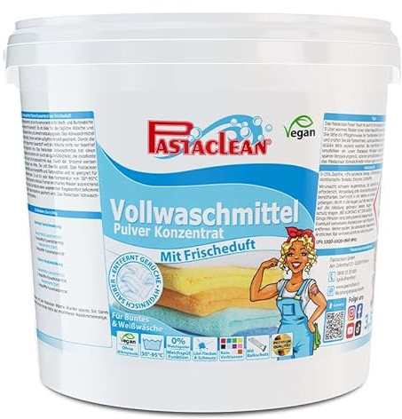 Pastaclean® Vollwaschmittel Pulver Konzentrat 3,5 kg - Kraftvolles Waschmittel mit Frischeduft, Löst Flecken & Schmutz, Für Weißes und Buntes