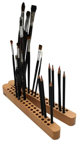 Paintersisters Stiftehalter/Pinselhalter Duo, aus Buchenholz, klappbar 2x 28,5 cm, 68 Fächer für Stifte und Pinsel