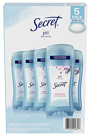Secret Invisible Solid Deodorant, Powder Fresh (2,6 oz, 5 Stück) by Secret
