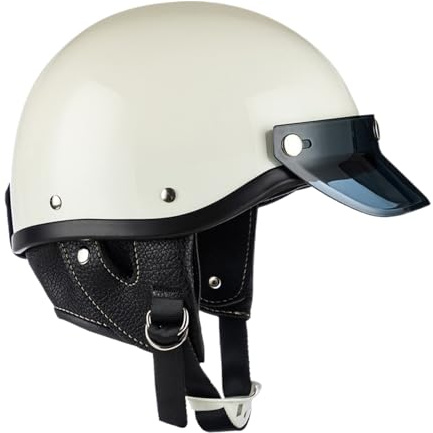 dewdat Halbschalen Motorradhelme Für Herren | Motorradhelm Herren | Fahrradhelm Mit Sonnenblende Und Schnellverschluss Für Rennsport Baustelle Pendeln Skaten Roller