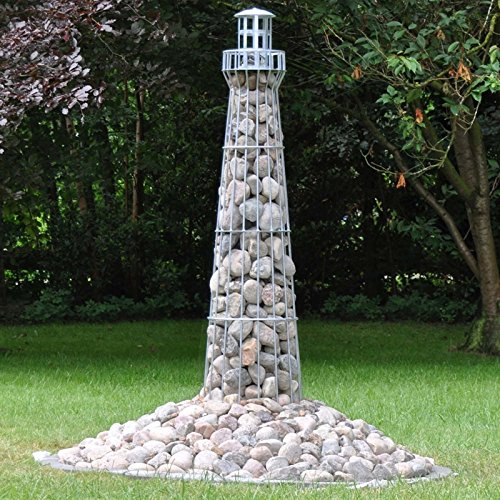 Leuchtturm 1,80m hoch, Gabione, Garten-Dekoration, verzinkt, Metalldeko