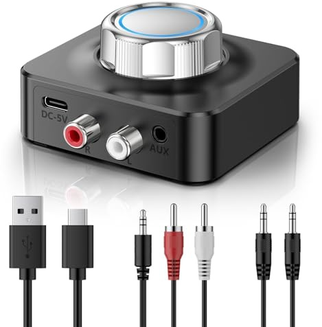 NEUTYPECHIC Bluetooth 5.0 Empfänger für Stereoanlage, Dual AUX Adapter Mit 3.5 mm Klinke & Cinch Audio Receiver für Lautsprecher, Verstärker und Autoradio