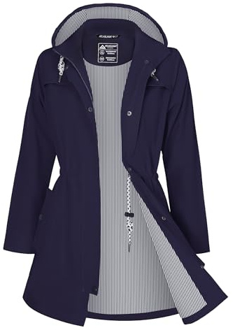 ATLASLAVA Regenjacke Damen Lang Wasserdicht Kapuze Regenmantel übergangsjacke Trenchcoat Outdoor Mantel S-3XL