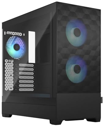Fractal Design Pop Air RGB Black – ATX-Mid-Tower-PC-Gehäuse, Frontblende aus Waben-Mesh, gehärtetes Glas, 3 × 120-mm-RGB-Lüfter, hoher Luftdurchsatz, mATX/Mini-ITX
