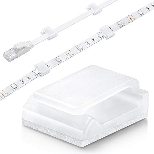 Cable Tidy Management Selbstklebende Kabelklemmen, 100Pack Klemmen Fix Led Light Clips (für 10mm (3/8) Wide Strip Light)