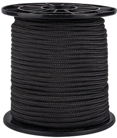PH PandaHall 6mm Fallschirmschnur 50m Nylonseil Schwarze para Schnur Jalousienschnur Geflochtene Hebe Schattenschnur Für Camping Tuchleine Gartenarbeit Wandern Outdoor Aktivitäten