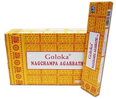 Goloka Nag Champa Räucherstäbchen, 16 Grms x 12 Schachteln , 12 Stück (1er Pack)