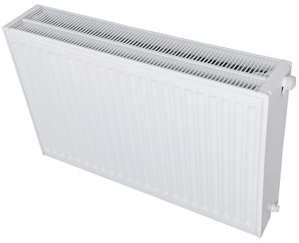 Belrad® Heizkörper Typ 33 | flacher Universalheizkörper mit 6 Anschlüssen | modern, kompakt & energiesparend | Wandmontagefähig | ideal für Wohnzimmer, Bad & Gäste-WC | Flachheizkörper weiß 60x80cm
