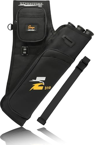 Sunya köcher für Pfeile. Inklusive Tab und Release Taschen und Nylon Gürtel. Bogen köcher feldköcher seitenköcher (schwarz)