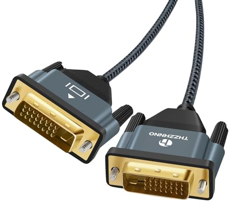 Thzzhnno DVI auf DVI Kabel 1M, Vergoldet und Geflochten DVI D 24 + 1 auf DVI-Kabel hohe Auflösung 2560 x 1600 für Spiele, DVD, Laptop, PC, Display
