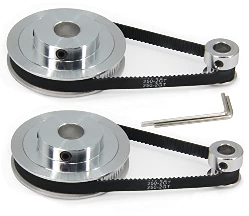Zeberoxyz 2 Stück Set GT2 Synchronrad 20&80 Zähne 12mm Bohrung Aluminium Zahnriemenscheibe mit 2 Stück Länge 250mm Breite 6mm Riemen (20-80T-12B-6)