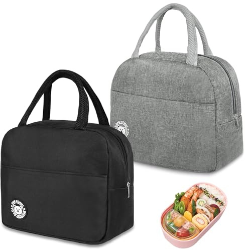 Aucuu Kühltasche Klein 5,5L, 2 Stück Kühltasche Faltbar mit Folienfutter, Lunchbox Tasche, Lunchtasche Isoliert, Tragbar Lunchbag für Arbeit, Camping oder Reise, Mittagessen