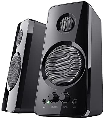 Trust Tytan 2.0 Lautsprecherset, 36 W (18 W RMS), Computer Boxen, Lautstärke- und Bassregler, Kopfhöreranschluss, USB-Betrieb PC Lautsprecher für Laptop, Smartphone, Tablet - Schwarz