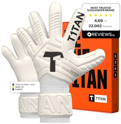 T1TAN Torwarthandschuhe Kinder Classic Junior, Größe 3-6, Tormannhandschuhe Jungen, Torhüterhandschuhe Mädchen, Fußball Torwart Handschuhe 3-10 Jahre, Kinder Torwarthandschuhe, Atmungsaktiv