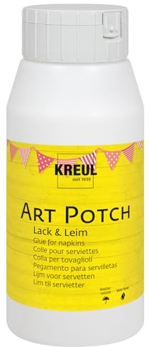 KREUL 49253 - Art Potch Lack und Leim, transparent, 750 ml, Serviettentechnik- und Dekokleber auf Wasserbasis, für Holz, Keramik, Stein und Karton