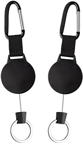 KUUQA 2 Stücke Ausziehbarer Schlüsselanhänger Heavy Duty Einziehbare Schlüsselkette Schlüssel Schlüsselrolle mit 100cm / 39 Zoll StahldrahtSeil