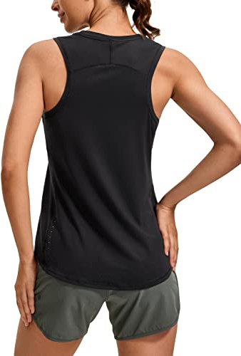 CRZ YOGA Leichtes Racerback Tank Top | Workout, Feuchtigkeitsableitend, Classic Fit, Hüftlang, Reflektierende Details, Ärmelloses Shirt für Damen