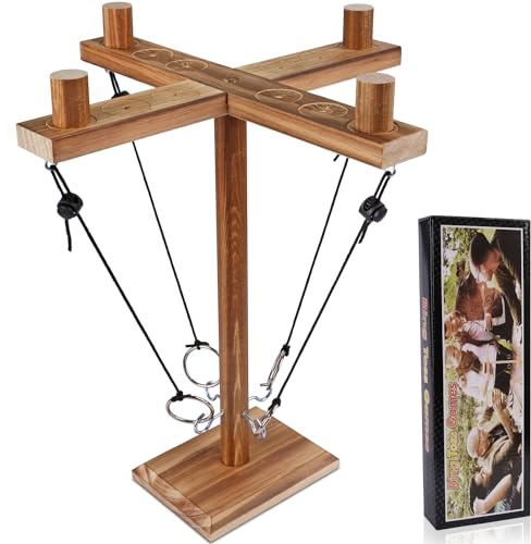 RNHDLY Ring Toss Hook und Ring Indoor, Toss Haken und Ring Spiel, 4 Leute | Ring Toss Game Ringwurfspiel Erwachsene, Hook and Ring Toss Battle Game, Interaktives Haken Ring Wurfspiel für Home Party