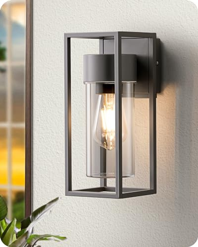 EDISHINE Wandleuchte Innen & Außen, E27, IP44 Wasserdicht, Anthrazit | Modernes Aluminiumgehäuse, ohne Leuchtmittel, ideal für Hauswand, Terrasse, Haustür und Balkon