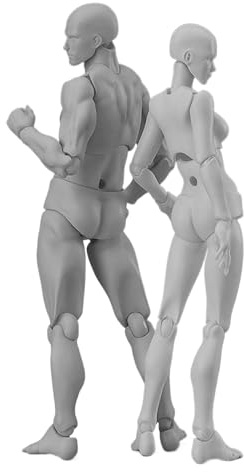 2Pcs Flexible Jointed Mannequin Male+Female for Drawing Sketch | 2 bewegliche Künstlerpuppen aus flexiblem PVC, 1 weibliche Puppe mit Skizzenständer, ideal zum Zeichnen & Skizzieren