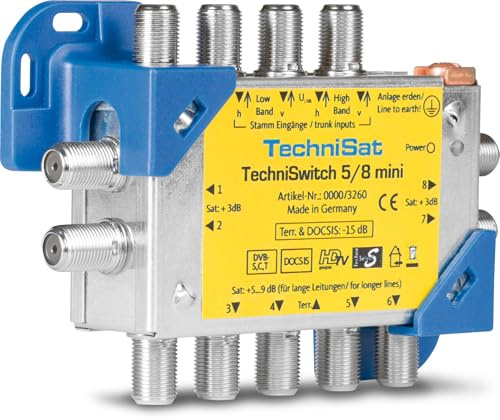 TechniSat TECHNISWITCH 5/8 MINI, Multischalter / Satverteiler | für bis zu 8 Teilnehmer, 100m Entfernung überbrückbar, inkl. DOCSIS-Signal-Übertragung