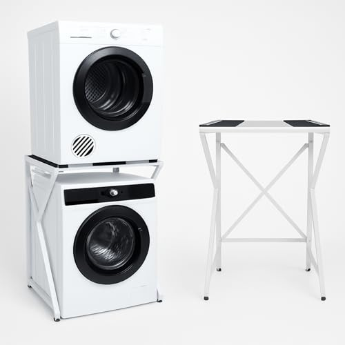 DS DRYERSTAND Maxi – Universal Waschmaschinen- und Trockner-Stapelkit | Verstellbarer Rahmen (72–82 cm), 100 kg Tragkraft | Ohne Bohren, Antivibration, Platzsparend