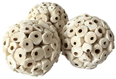 MONOJLY Vogelspielzeug, natürliche Sola-Bälle und weiches Kauspielzeug für Papageien, Wellensittiche, Finken, Ara, 6 cm, 3 Stück